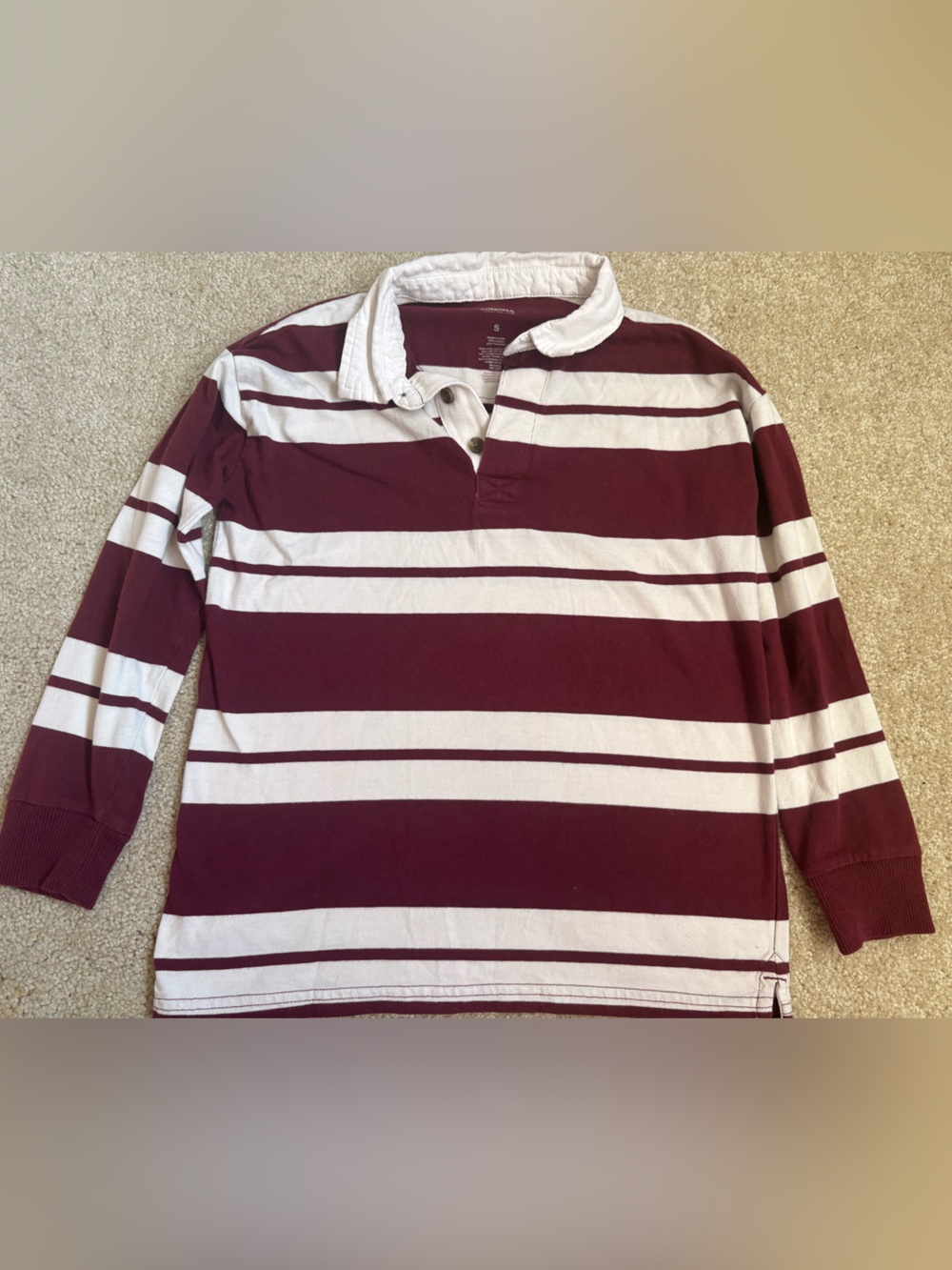 Girls Sonoma Maroon and White Striped polo